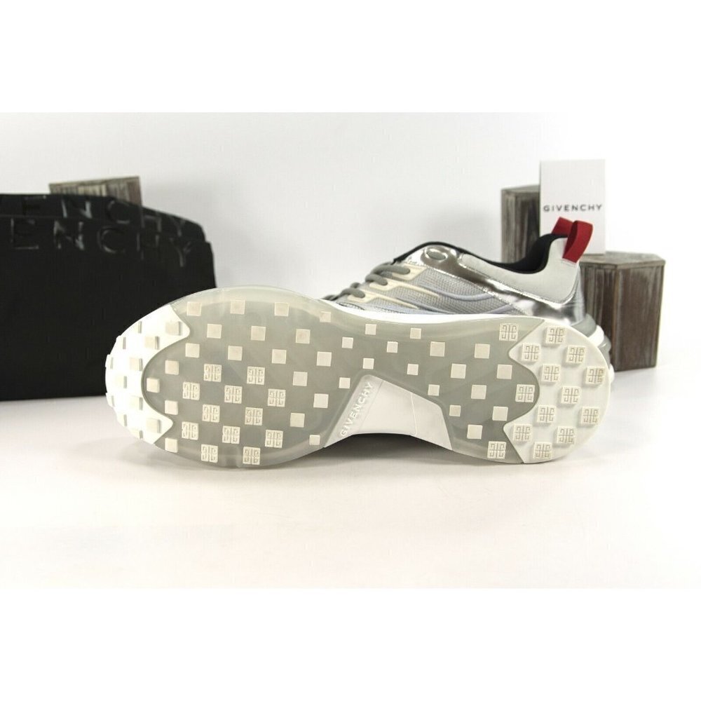 Givenchy Mens GIV 1 Silver Metallic Calf Leather Sneakers 46 NIB - Picture 8 of 12